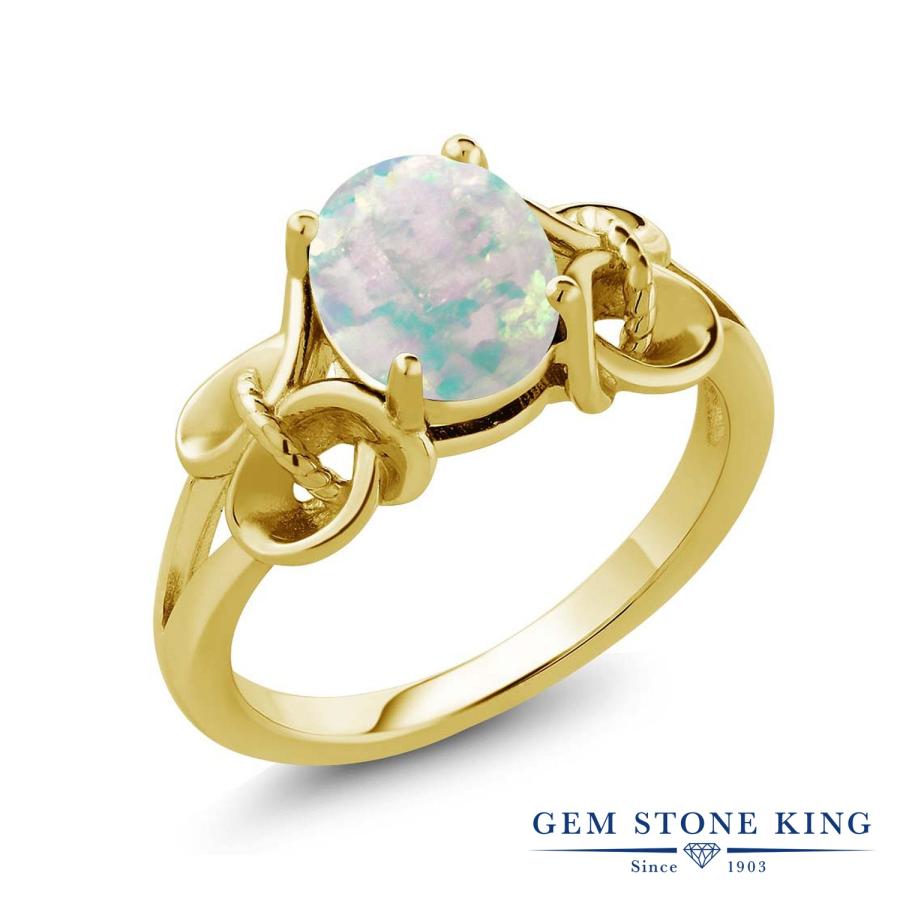 シミュレイテッド ホワイトオパール リング レディース 指輪 イエローゴールド 加工 10月 誕生石 お守り 誕生日プレゼント 女性 ブランド