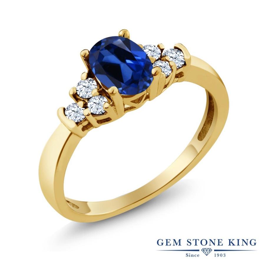 シンセティック サファイア リング レディース 指輪 イエローゴールド 加工 9月 誕生石 お守り 誕生日プレゼント 女性 ブランド