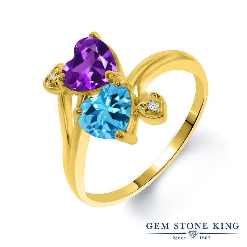 天然 アメジスト リング レディース 指輪 イエローゴールド 加工 天然石 2月 誕生石 お守り 誕生日プレゼント 女性 ブランド