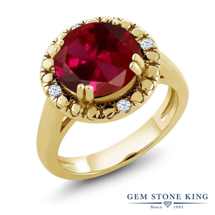 シンセティック ルビー リング レディース 指輪 イエローゴールド 加工 7月 誕生石 お守り 誕生日プレゼント 女性 ブランド