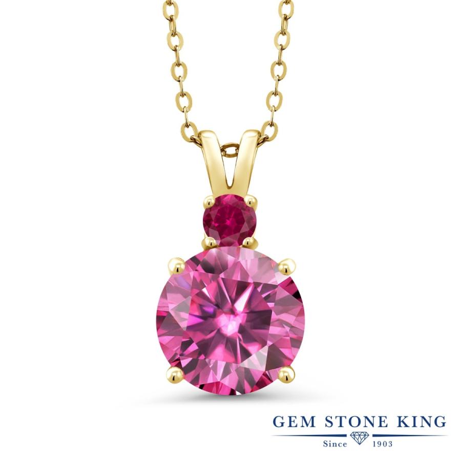 ピンク モアサナイト ネックレス レディース イエローゴールド 加工 プレゼント 女性 ブランド