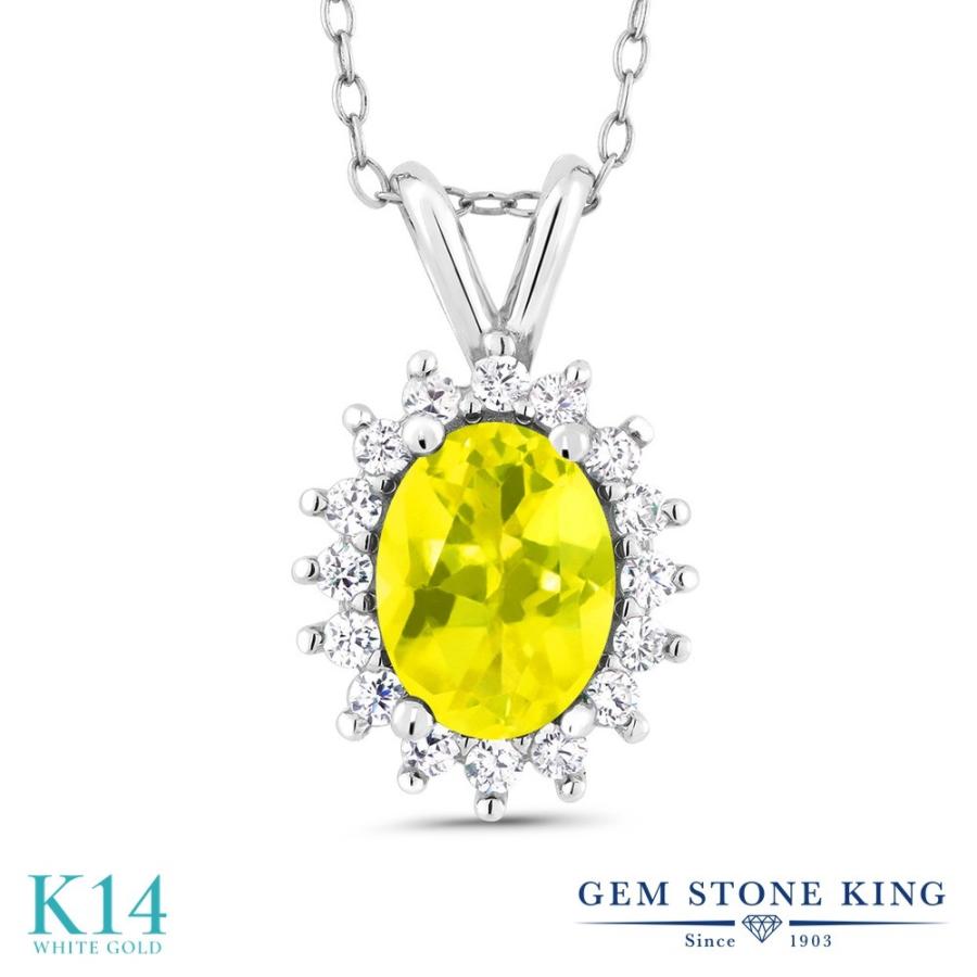 天然 ミスティック トパーズ ネックレス レディース 14金 ホワイトゴールド 天然石 お守り ブランド