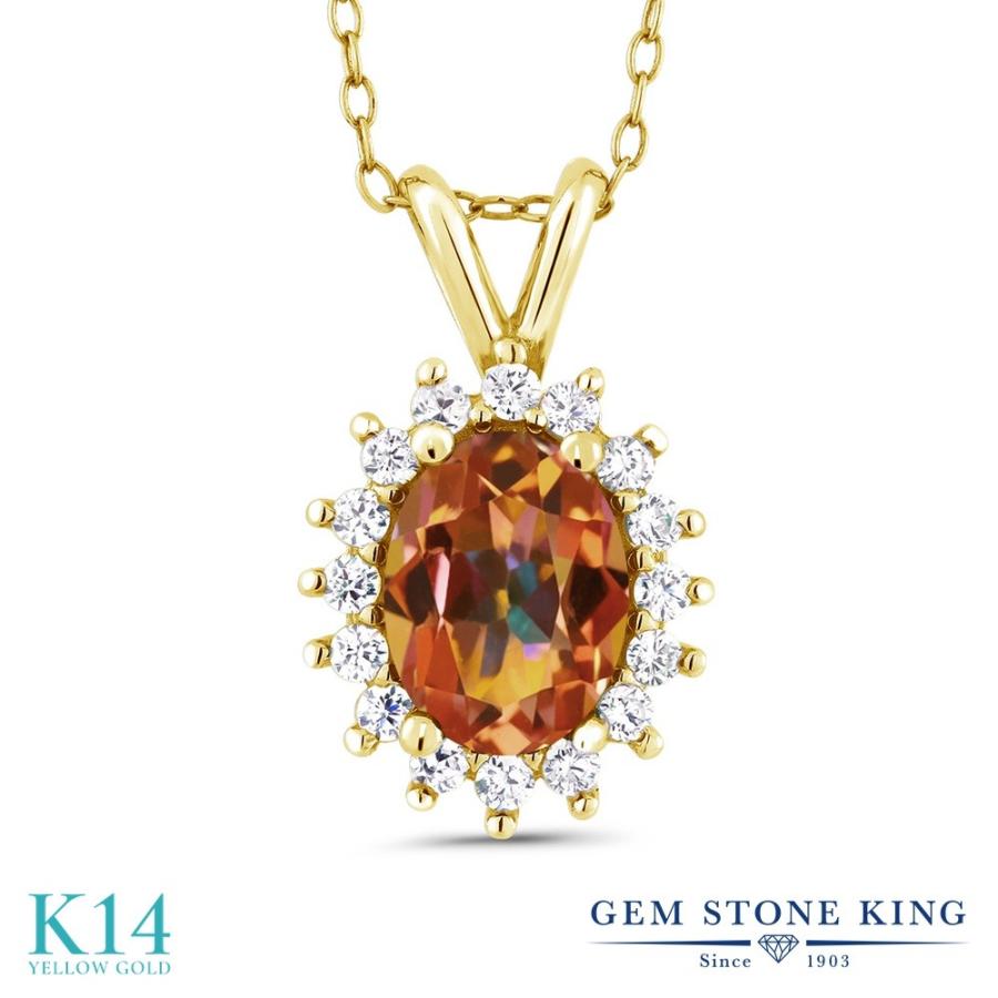 天然 ミスティック トパーズ ネックレス レディース 14金 イエローゴールド 天然石 お守り ブランド