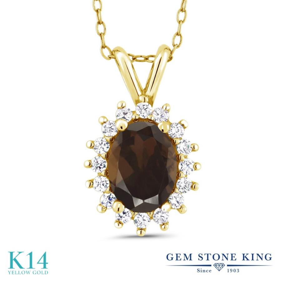天然 スモーキークォーツ ネックレス レディース 14金 イエローゴールド 天然石 お守り ブランド