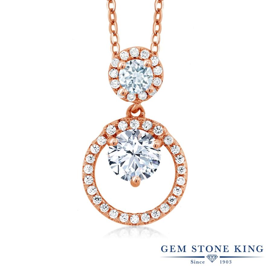 シンセティック ホワイトサファイア ネックレス レディース ピンクゴールド 加工 9月 誕生石 お守り 誕生日プレゼント 女性 ブランド