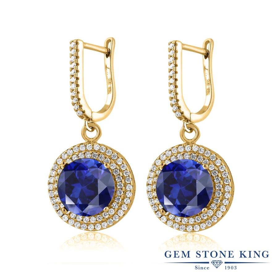 シンセティック サファイア ピアス レディース イエローゴールド 加工 アレルギー対応 ブランド フープ