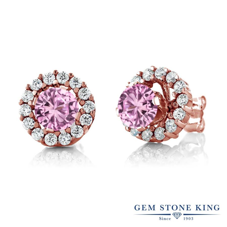 シンセティック ピンクサファイア ピアス レディース ピンクゴールド 加工 9月 誕生石 お守り 誕生日プレゼント 女性 アレルギー対応 ブランド