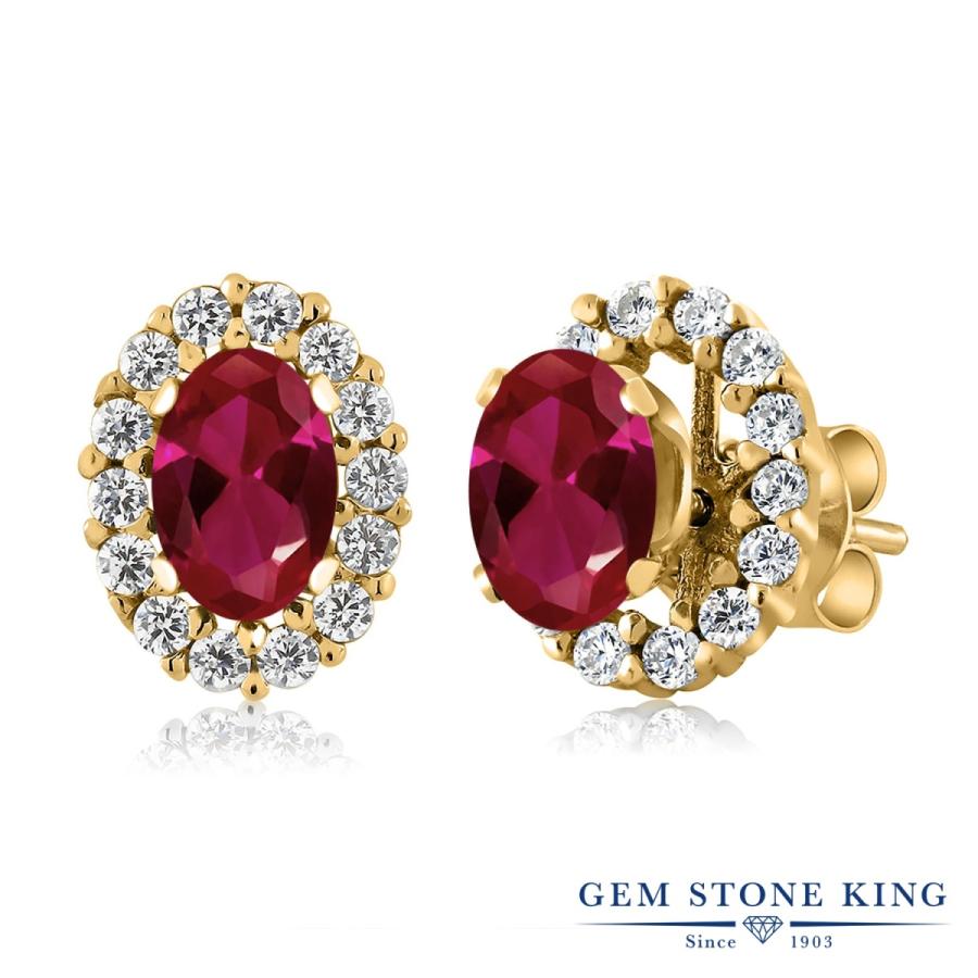 シンセティック ルビー ピアス レディース イエローゴールド 加工 7月 誕生石 お守り 誕生日プレゼント 女性 アレルギー対応 ブランド