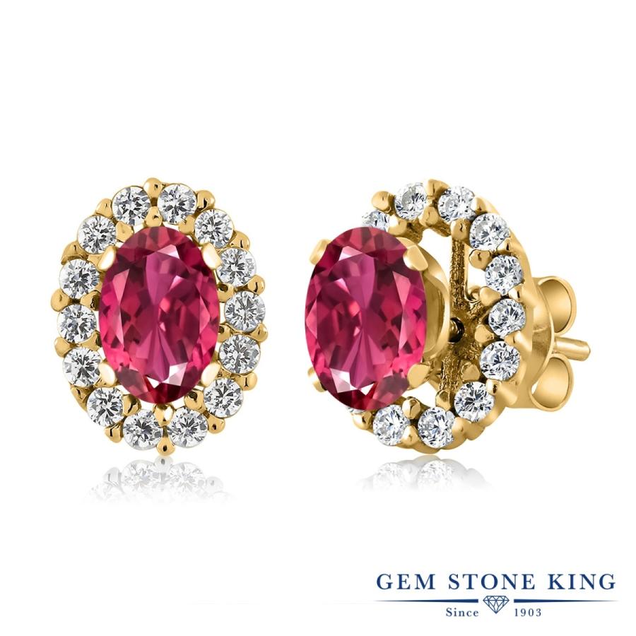 天然 ピンクトルマリン ピアス レディース イエローゴールド 加工 天然石 10月 誕生石 お守り 誕生日プレゼント 女性 アレルギー対応 ブランド