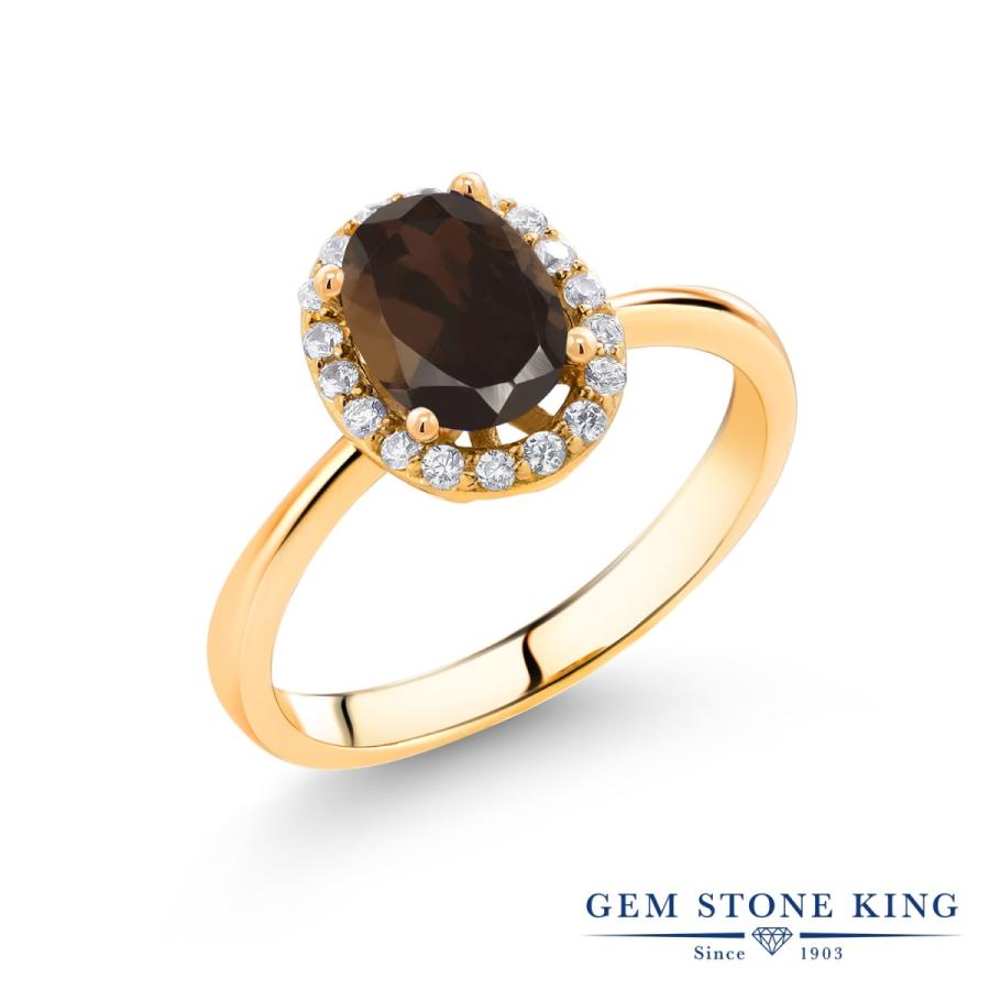 天然 スモーキークォーツ リング レディース 指輪 イエローゴールド 加工 天然石 お守り ブランド