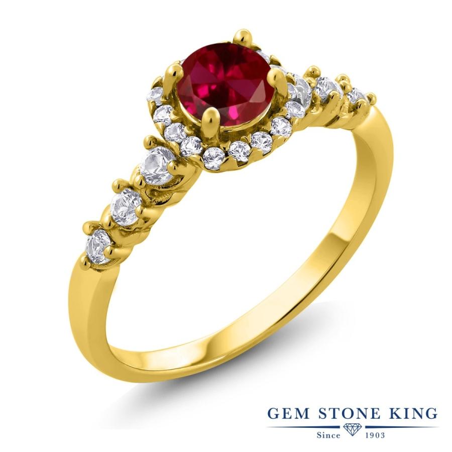 シンセティック ルビー リング レディース 指輪 イエローゴールド 加工 7月 誕生石 お守り 誕生日プレゼント 女性 ブランド