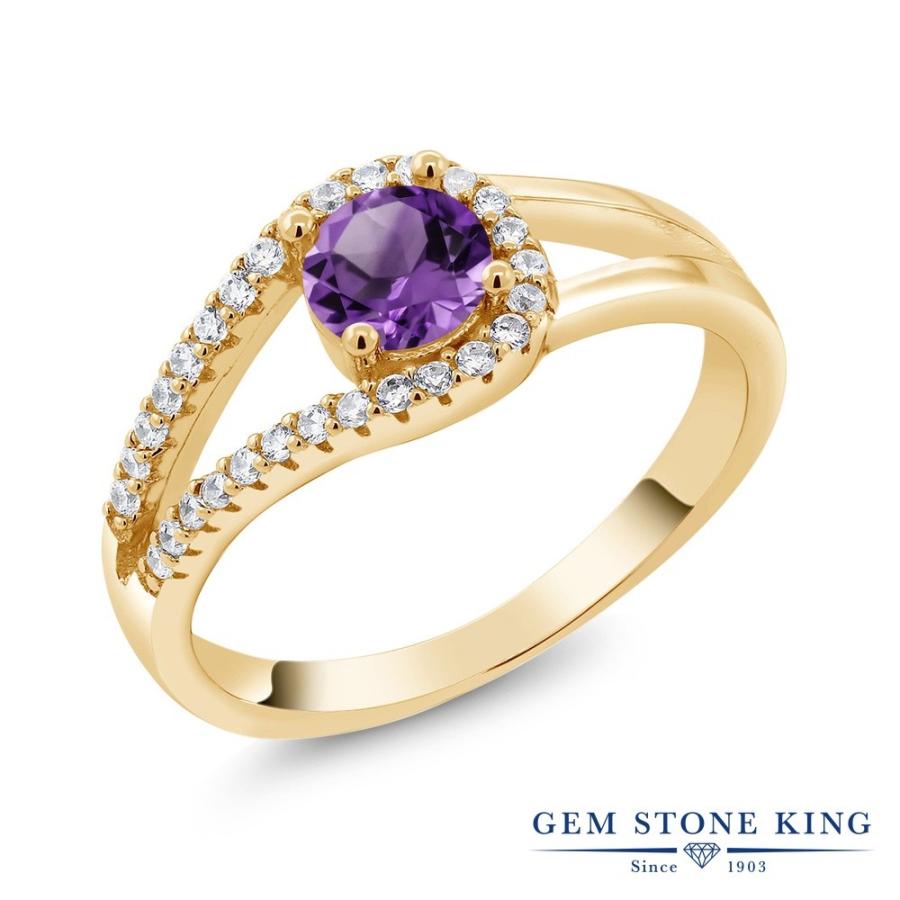 天然 アメジスト リング レディース 指輪 イエローゴールド 加工 天然石 2月 誕生石 お守り 誕生日プレゼント 女性 ブランド