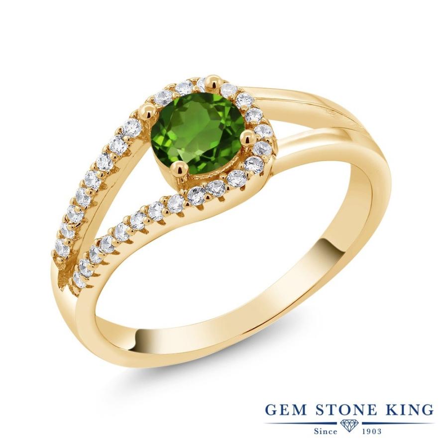 天然 クロムダイオプサイド リング レディース 指輪 イエローゴールド 加工 天然石 お守り ブランド