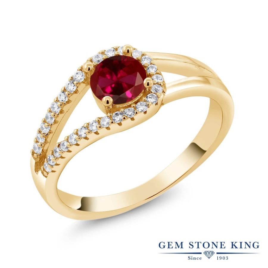 シンセティック ルビー リング レディース 指輪 イエローゴールド 加工 7月 誕生石 お守り 誕生日プレゼント 女性 ブランド
