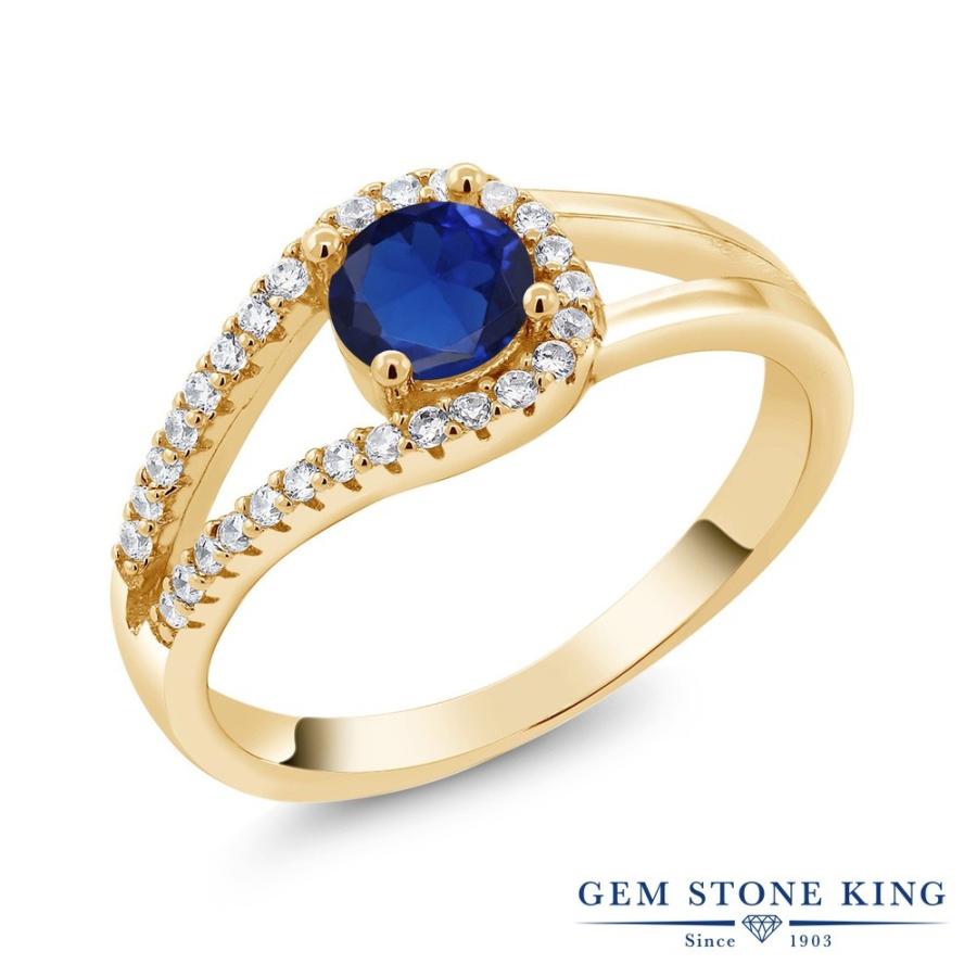 シンセティック サファイア リング レディース 指輪 イエローゴールド 加工 9月 誕生石 お守り 誕生日プレゼント 女性 ブランド