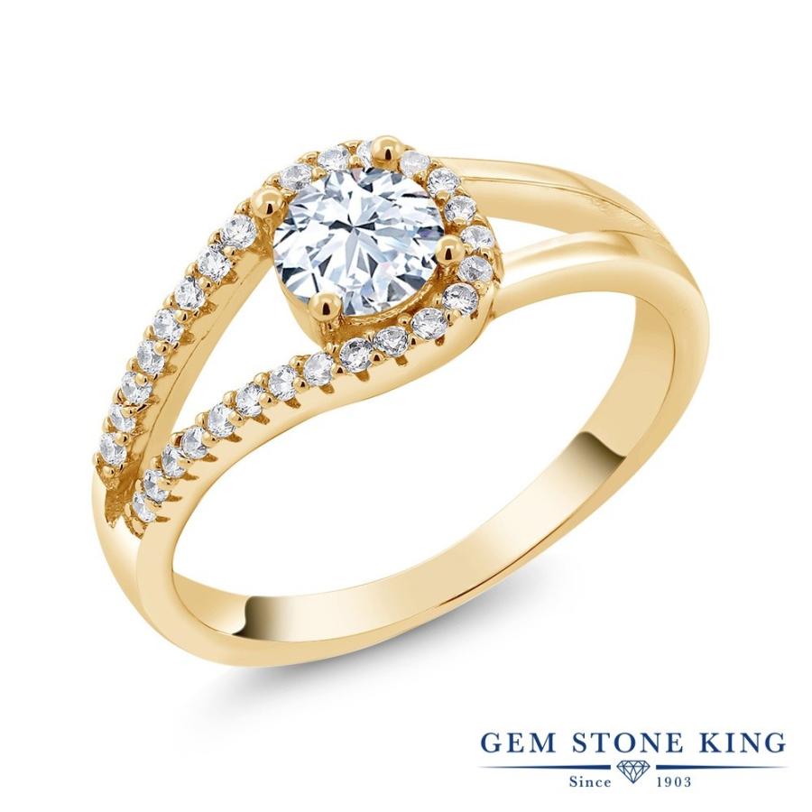 ホワイト ジルコニア リング レディース 指輪 イエローゴールド 加工 CZ プレゼント 女性 ブランド