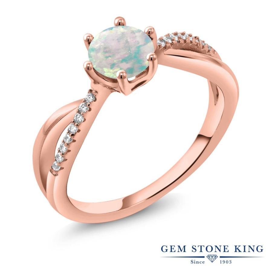 シミュレイテッド ホワイトオパール リング レディース 指輪 ピンクゴールド 加工 10月 誕生石 お守り 誕生日プレゼント 女性 ブランド