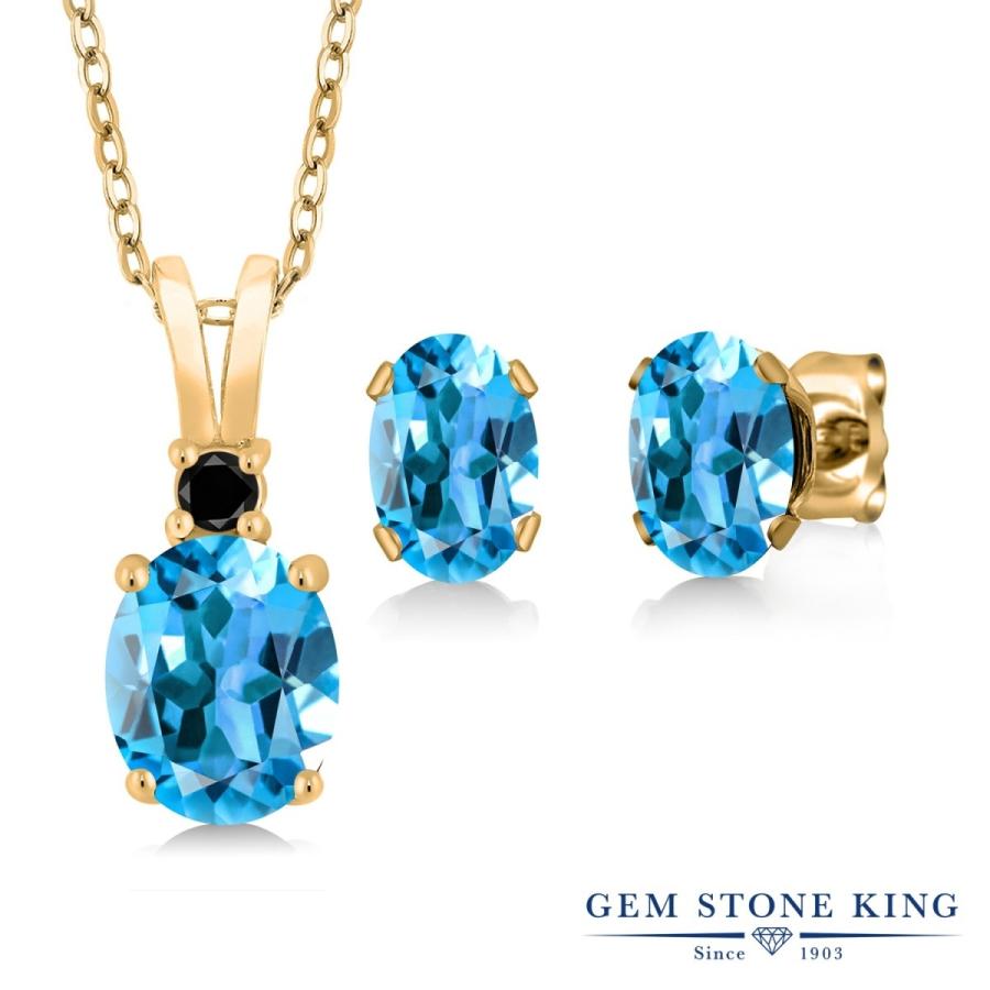 天然 スイスブルートパーズ ネックレス ピアス セット レディース イエローゴールド 加工 天然石 11月 誕生石 お守り 誕生日プレゼント 女性