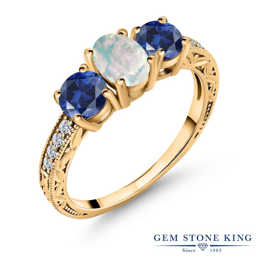 シミュレイテッド ホワイトオパール リング レディース 指輪 イエローゴールド 加工 10月 誕生石 お守り 誕生日プレゼント 女性 ブランド