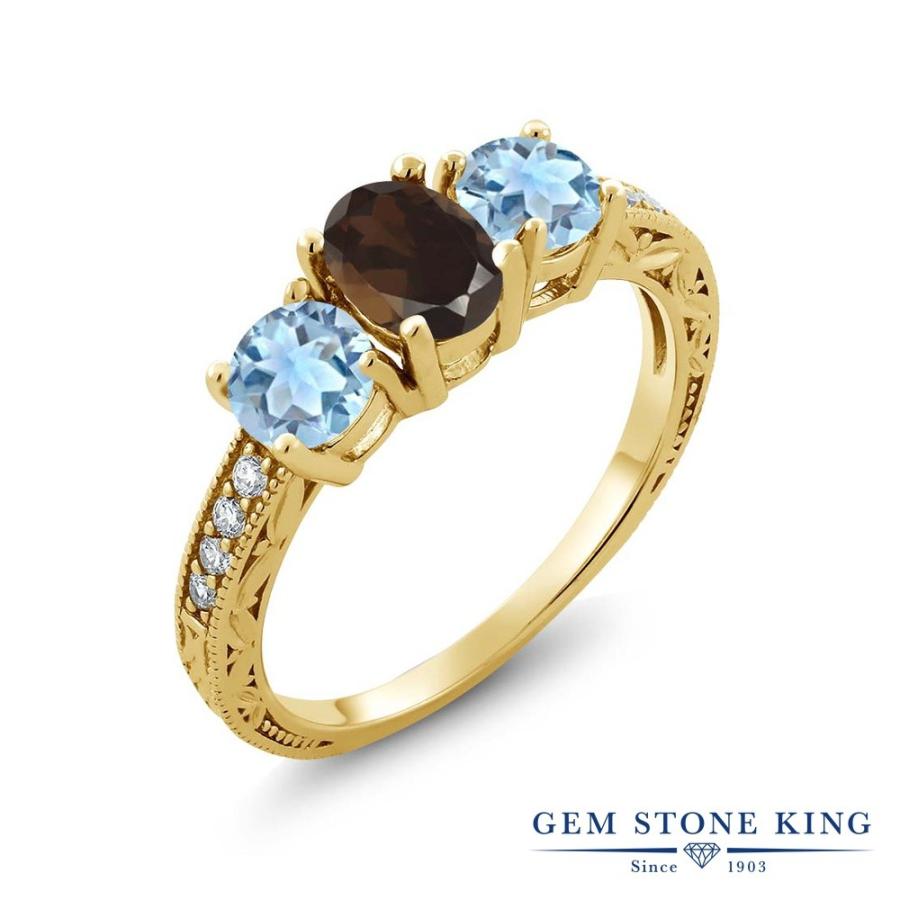 天然 スモーキークォーツ リング レディース 指輪 イエローゴールド 加工 天然石 お守り ブランド