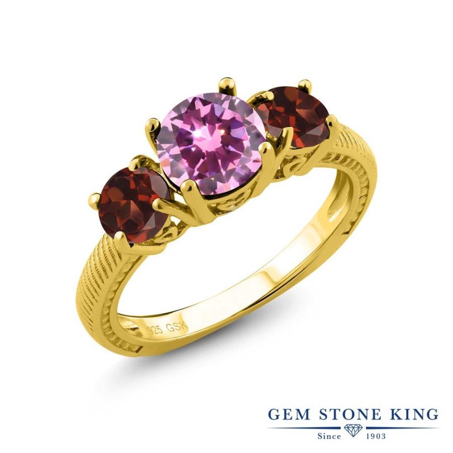 ピンク ジルコニア リング レディース 指輪 イエローゴールド 加工 CZ プレゼント 女性 ブランド