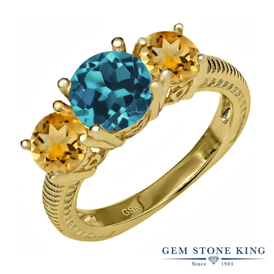 天然 ロンドンブルートパーズ リング レディース 指輪 イエローゴールド 加工 天然石 11月 誕生石 お守り 誕生日プレゼント 女性 ブランド