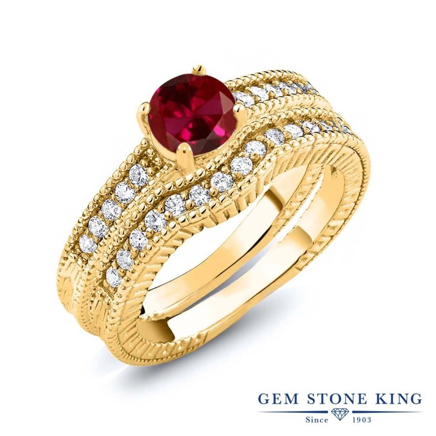 シンセティック ルビー リング レディース 指輪 イエローゴールド 加工 7月 誕生石 お守り 誕生日プレゼント 女性 ブランド