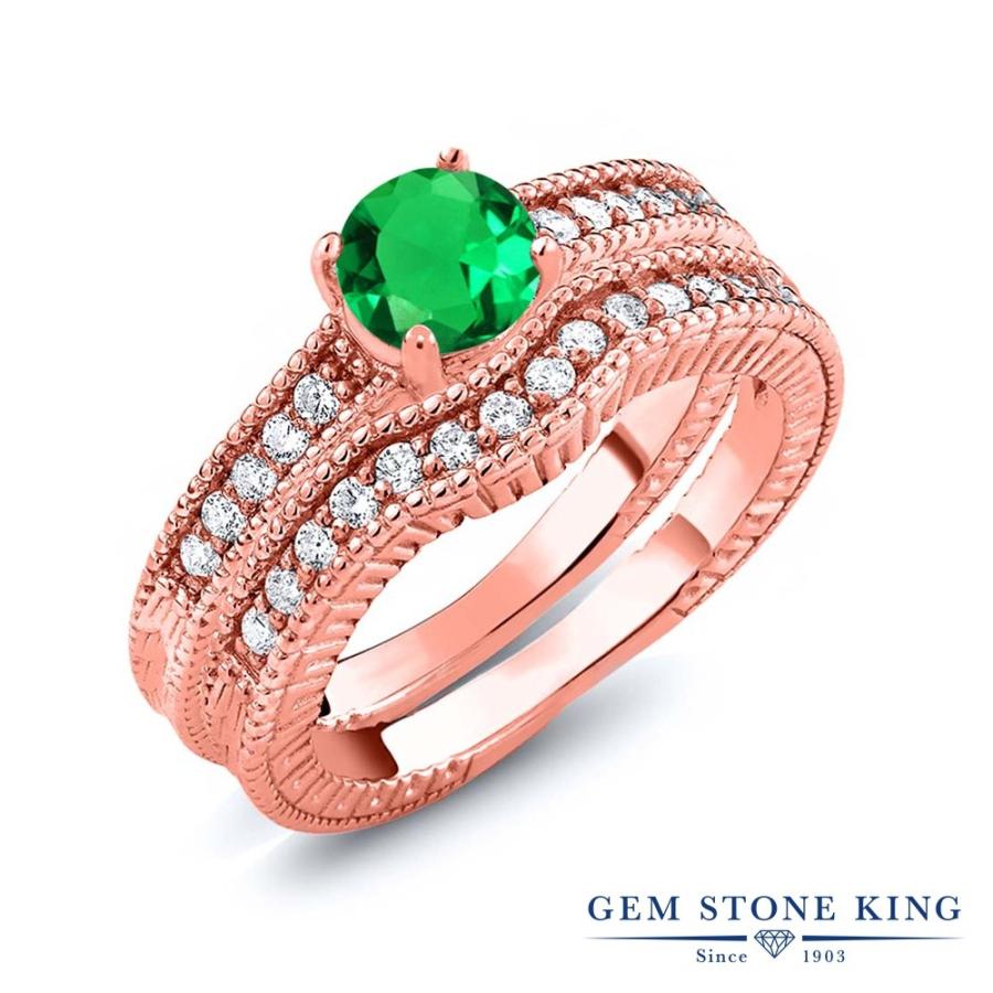 ナノ エメラルド リング レディース 指輪 ピンクゴールド 加工 ブランド