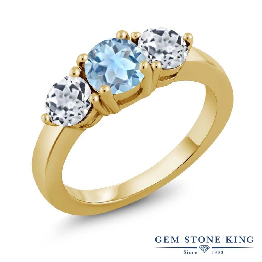 天然 スカイブルートパーズ リング レディース 指輪 イエローゴールド 加工 天然石 11月 誕生石 お守り 誕生日プレゼント 女性 ブランド