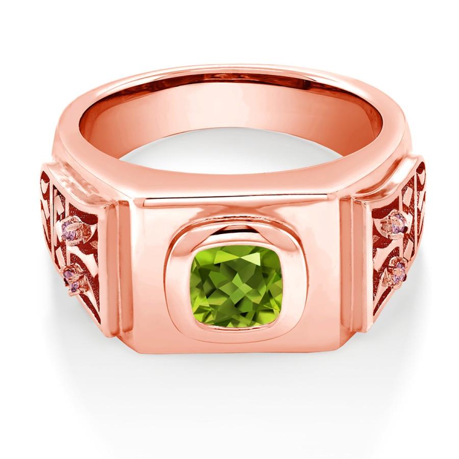 完売 太い 太め 大粒 緑 四角い おしゃれ ブランド シルバー925 加工 イエローゴールド 合成ピンクダイヤモンド リング レディース 指輪 ペリドット 天然石 2 48カラット 8月 クリスマスプレゼント 誕生日 妻 彼女 女性 プレゼント 誕生石 ジュエリー アクセサリー