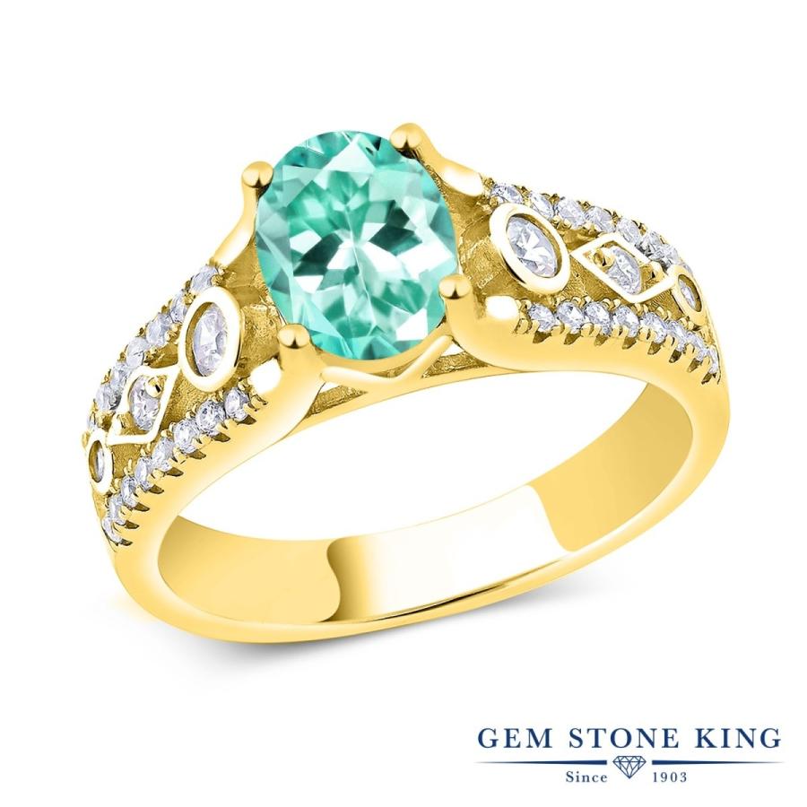 天然 アパタイト リング レディース 指輪 イエローゴールド 加工 天然石 お守り ブランド K18 ネオンブルー アパタイト ダイヤモンド リング 0.45ct 18金 ダイヤ