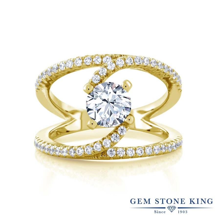 ホワイト ジルコニア リング レディース 指輪 イエローゴールド 加工 CZ プレゼント 女性 ブランド