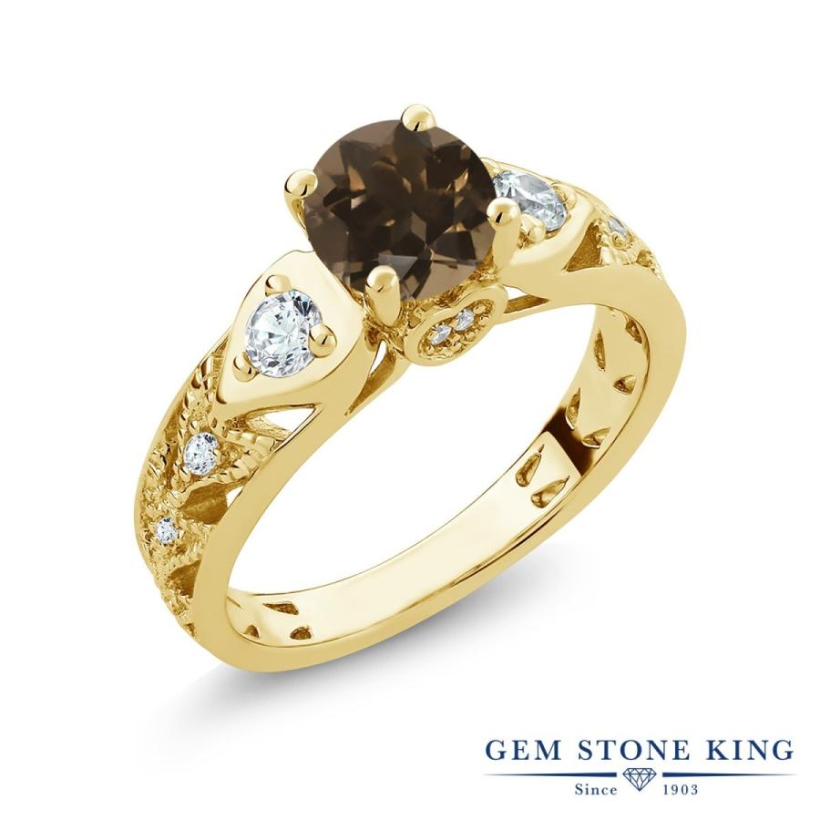 天然 スモーキークォーツ リング レディース 指輪 イエローゴールド 加工 天然石 お守り ブランド