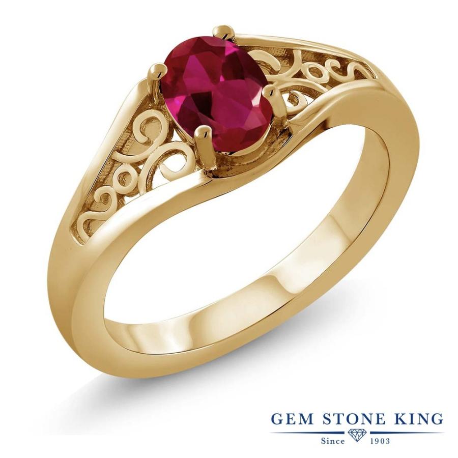 シンセティック ルビー リング レディース 指輪 イエローゴールド 加工 7月 誕生石 お守り 誕生日プレゼント 女性 ブランド