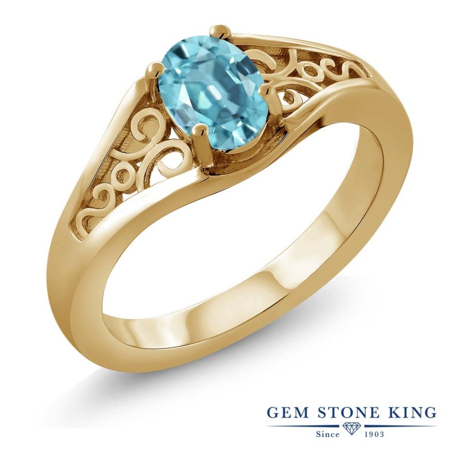 天然 ブルージルコン リング レディース 指輪 イエローゴールド 加工 天然石 12月 誕生石 お守り 誕生日プレゼント 女性 ブランド