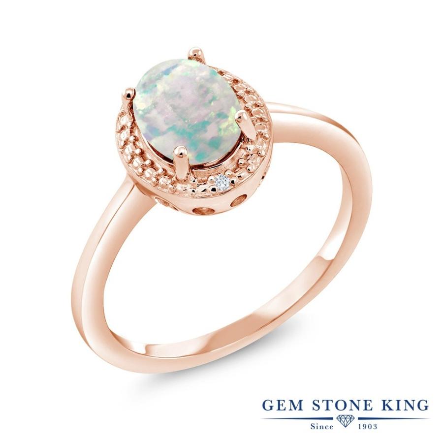シミュレイテッド ホワイトオパール リング レディース 指輪 ピンクゴールド 加工 10月 誕生石 お守り 誕生日プレゼント 女性 ブランド