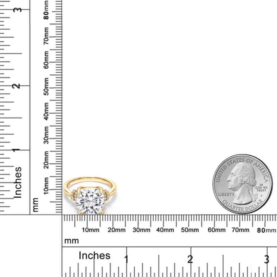 指輪 レディース リング モアサナイト イエローゴールド 加工 プレゼント 女性 ブランド モアサナイト Gem Stone King 10mm 1mm