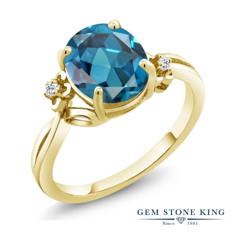 天然 ロンドンブルートパーズ リング レディース 指輪 イエローゴールド 加工 天然石 11月 誕生石 お守り 誕生日プレゼント 女性 ブランド