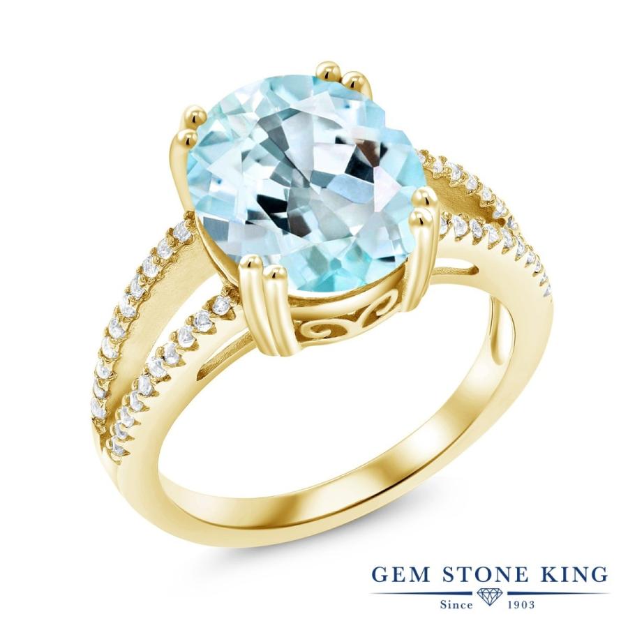 天然 スカイブルートパーズ リング レディース 指輪 イエローゴールド 加工 天然石 11月 誕生石 お守り 誕生日プレゼント 女性 ブランド