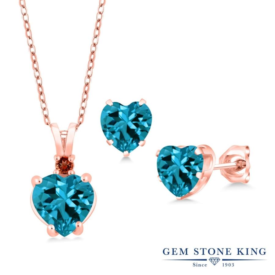 天然 ロンドンブルートパーズ ネックレス ピアス セット レディース ピンクゴールド 加工 天然石 11月 誕生石 お守り 誕生日プレゼント 女性