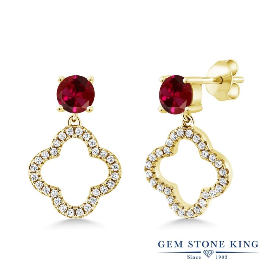 シンセティック ルビー ピアス レディース イエローゴールド 加工 7月 誕生石 お守り 誕生日プレゼント 女性 アレルギー対応 ブランド