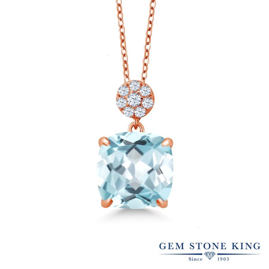 シミュレイテッド アクアマリン ネックレス レディース ピンクゴールド 加工 ブランド