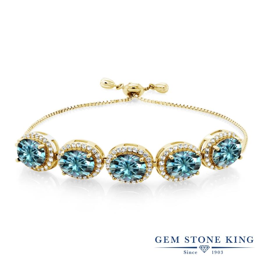 ブレスレット レディース ブルー モアサナイト イエローゴールド 加工 プレゼント 女性