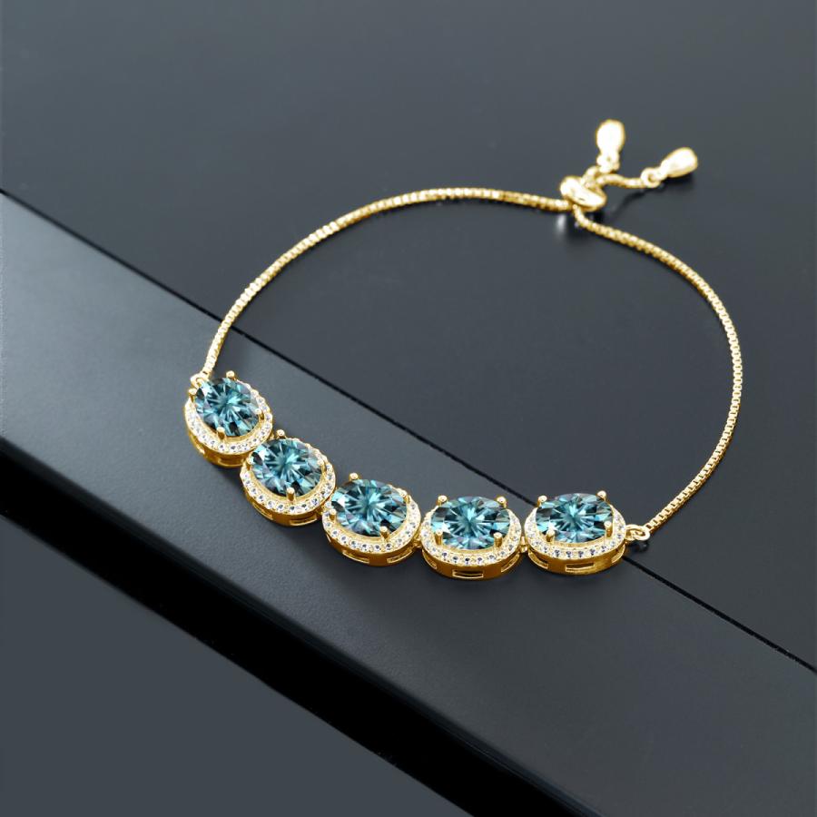 [即日発送] ブレスレット レディース ブルー モアサナイト イエローゴールド 加工 プレゼント 女性 【V8284485414】(29210円)