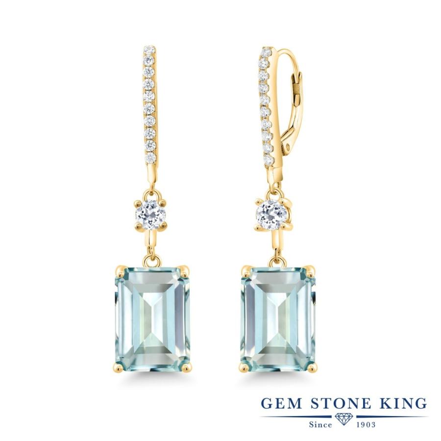 シミュレイテッド アクアマリン ピアス レディース イエローゴールド 加工 アレルギー対応 ブランド