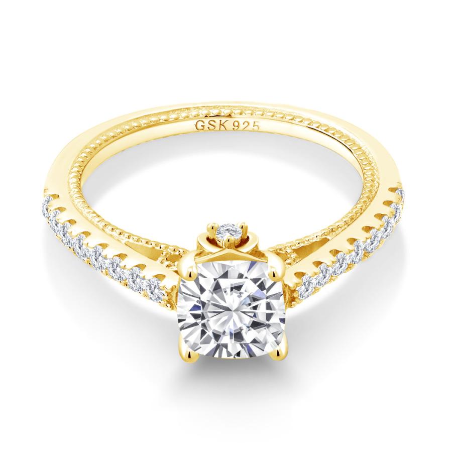 指輪 レディース リング モアサナイト イエローゴールド 加工 プレゼント 女性 ブランド モアサナイト Gem Stone King 6mm 5mm