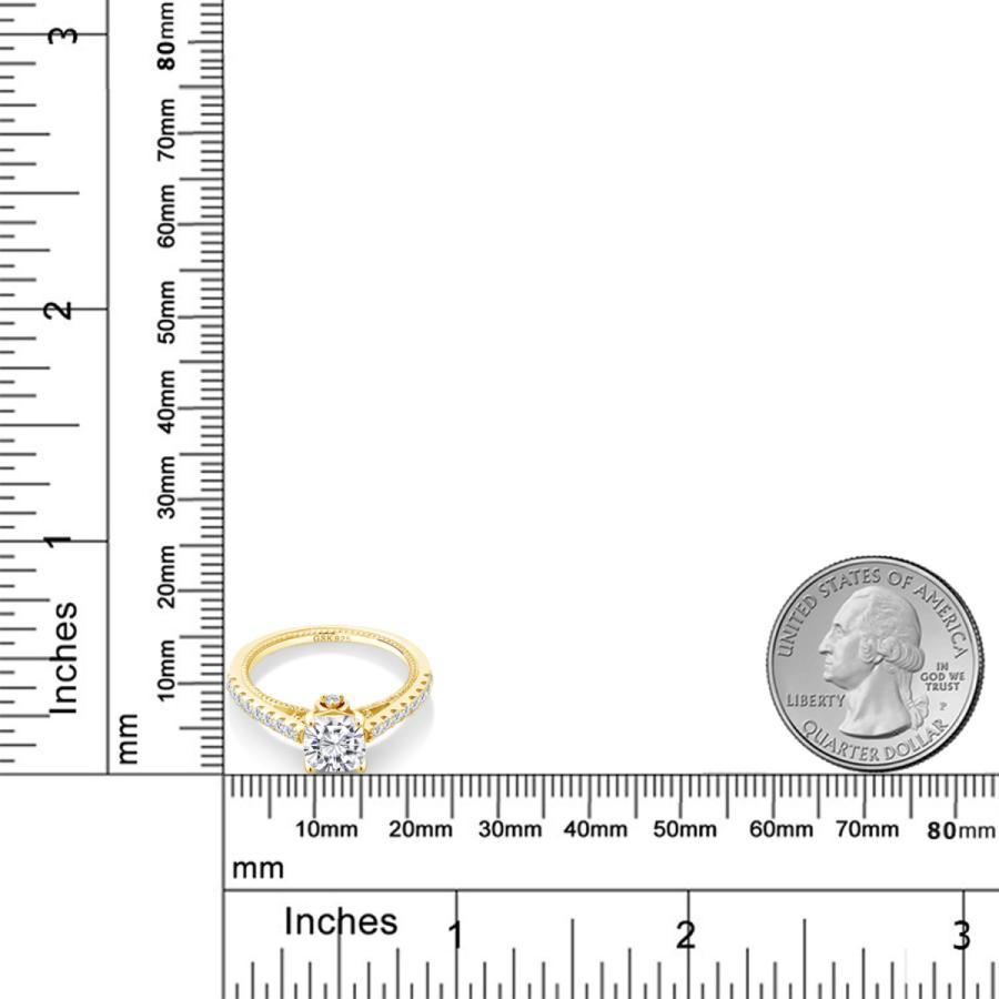 指輪 レディース リング モアサナイト イエローゴールド 加工 プレゼント 女性 ブランド モアサナイト Gem Stone King 6mm 5mm
