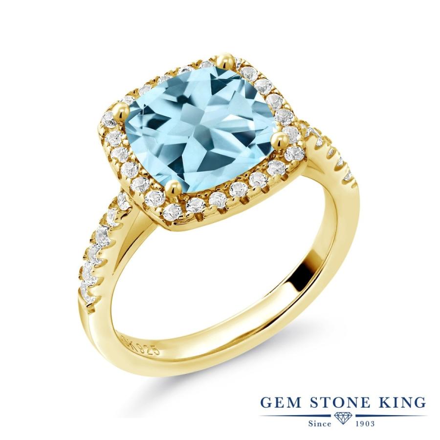 天然 スカイブルートパーズ リング レディース 指輪 イエローゴールド 加工 天然石 11月 誕生石 お守り 誕生日プレゼント 女性 ブランド