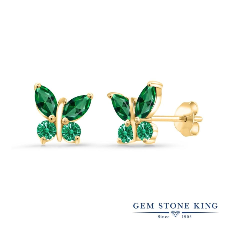 グリーン ジルコニア ピアス レディース イエローゴールド 加工 CZ プレゼント 女性 アレルギー対応 ブランド