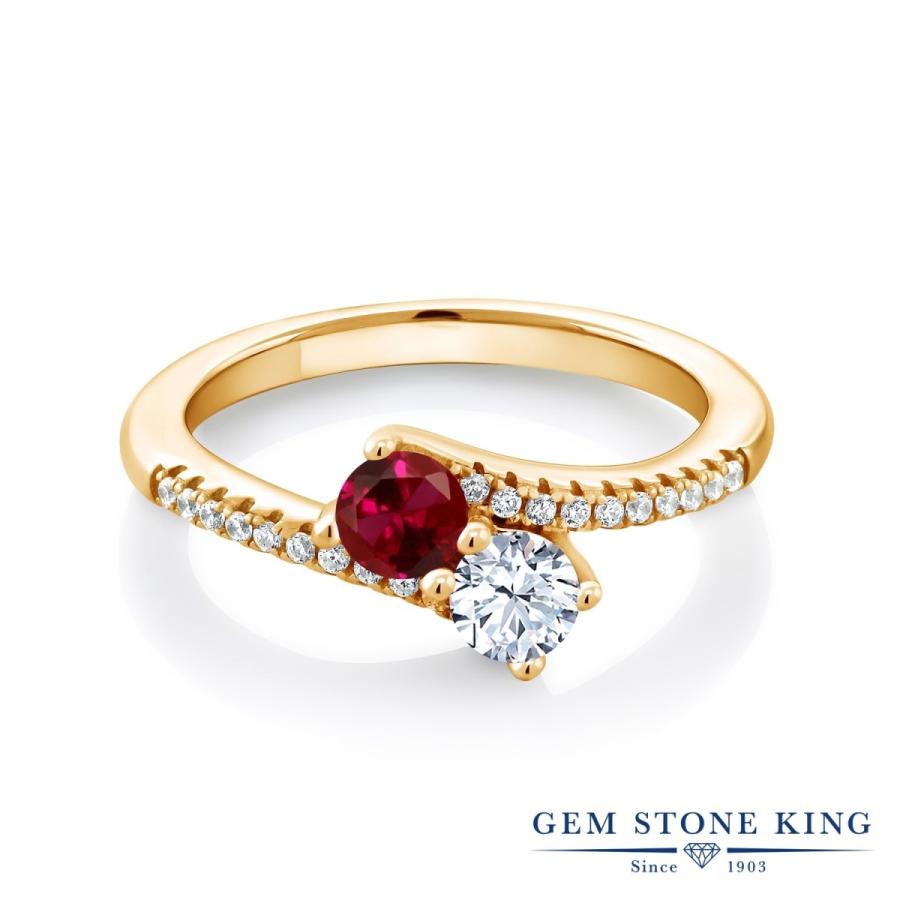 シンセティック ルビー リング レディース 指輪 イエローゴールド 加工 7月 誕生石 お守り 誕生日プレゼント 女性 ブランド